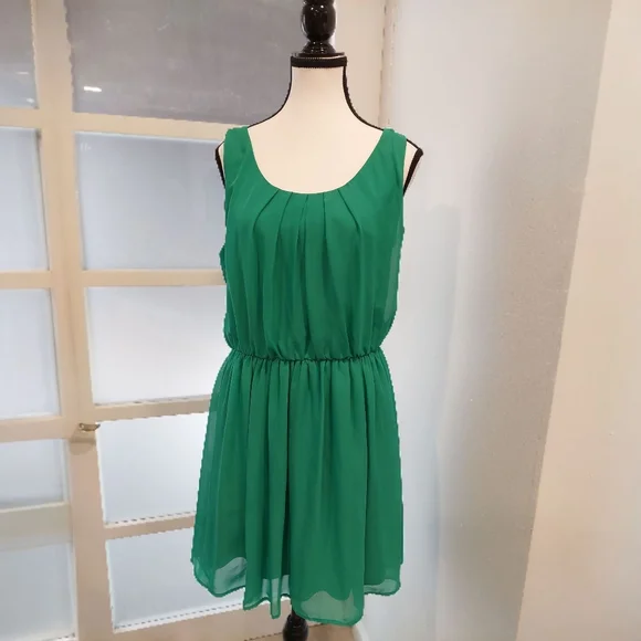 Green Ruffled Smocked Mini Sundress for Wedding Guest - Picture 1 of 5